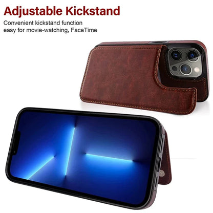 Luxury PU Leather Wallet Case - Kickstand Card Holder Cover with Slots for iPhone 15 14 13 12 11 Pro Max SE X XR XS Max 8 7 6 Plus