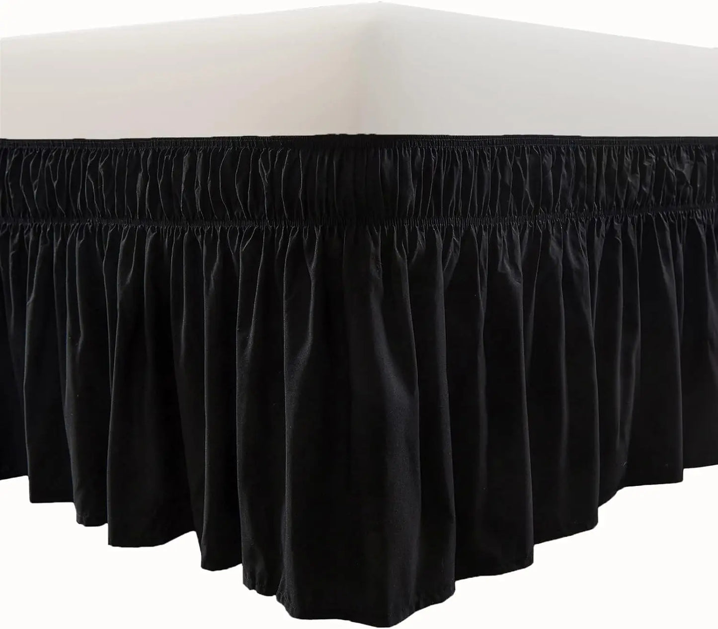 Ruffled Microfiber Bed Skirt – Wrinkle-Free Easy Care Bedding with Drop Length – White, Black & Grey Dorm Room Bed Skirt for Stylish Bedroom Decor