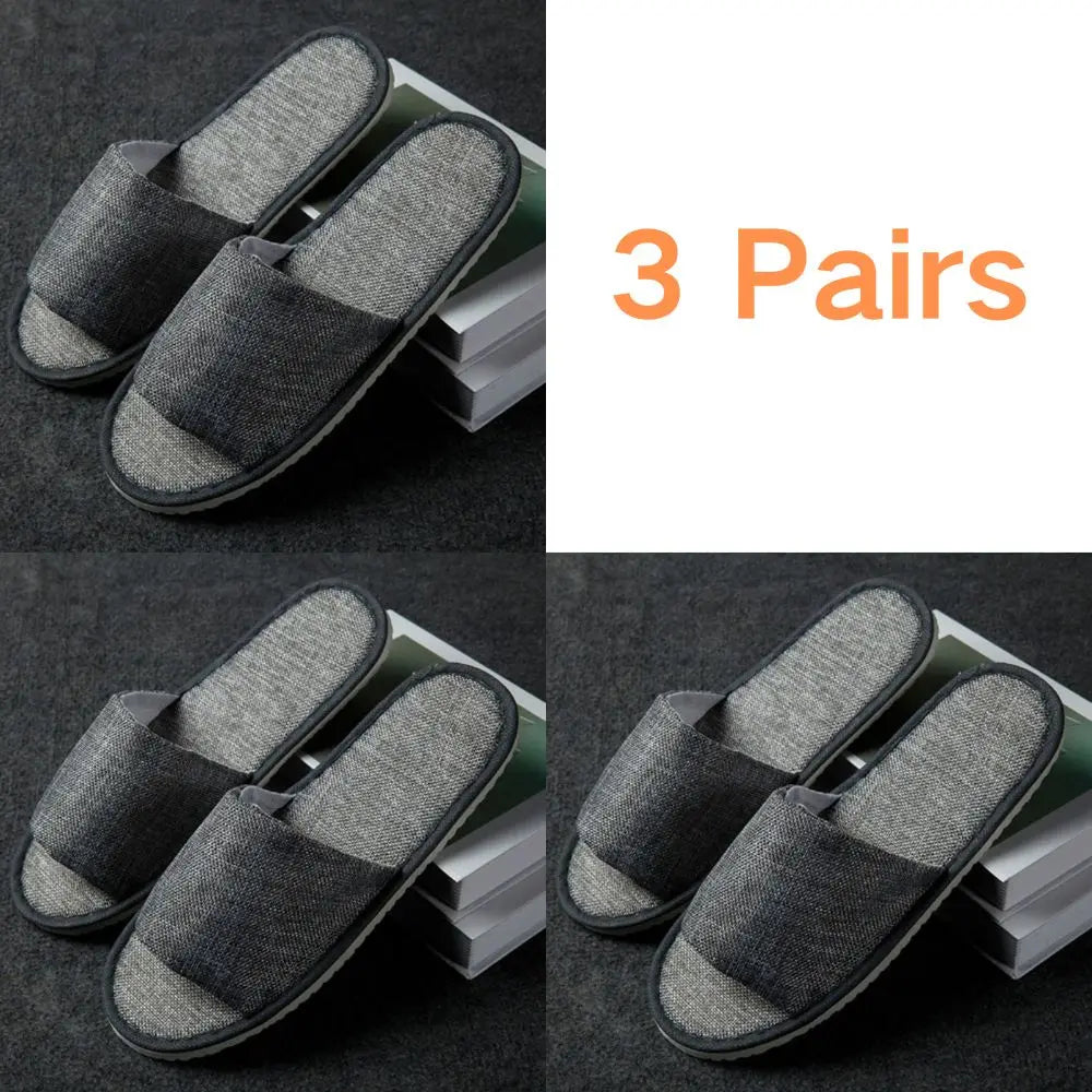 3 Pairs Set Non-Slip Closed Toe Disposable Hotel Slippers – Soft Indoor Guest & Travel Bathroom Slippers