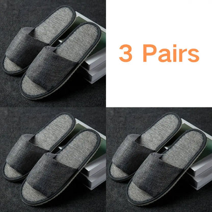 3 Pairs Set Non-Slip Closed Toe Disposable Hotel Slippers – Soft Indoor Guest & Travel Bathroom Slippers