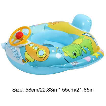 Inflatable Kids Swim Seat - Tear-Resistant Pool & Beach Water Toy with Fun Car Horn Design for Children