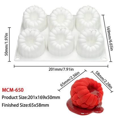 6-Cavity Raspberry Mousse Silicone Mold – 3D Fruit Dessert & Chocolate DIY Cake Decorating Tool