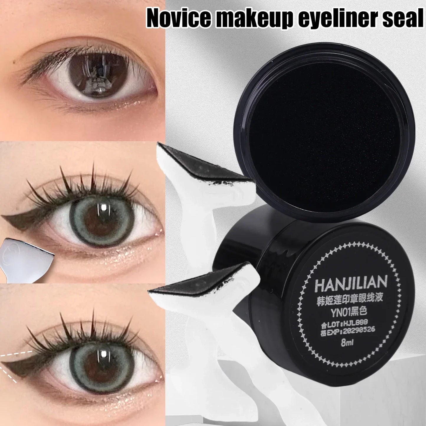 Double-Ended Eyeliner Stamps Set - Long-Lasting Template with Ink for DIY Eye Liner Extension & Makeup Stencils Tools