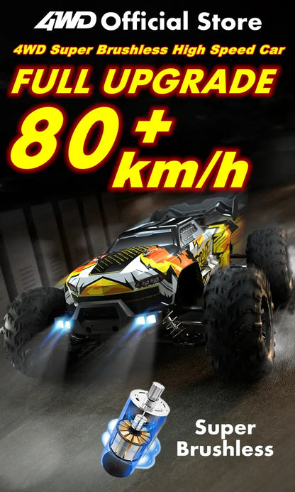 4WD Remote Control Car – Off-Road 4x4 RC High-Speed Buggy Truck, Brushless 50/80KM/H Drift Racing Toy for Kids & Adults