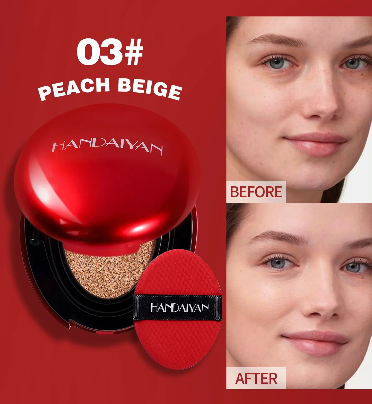 BB Cream Air Cushion Foundation - Full Coverage, Waterproof & Long-Lasting Brightening Makeup for Women - Korean Cosmetics