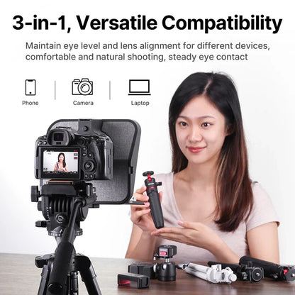 Ulanzi RT02 Portable Mini Teleprompter – Collapsible Prompter for Tablets, DSLR, Laptop & Phone Video Recording