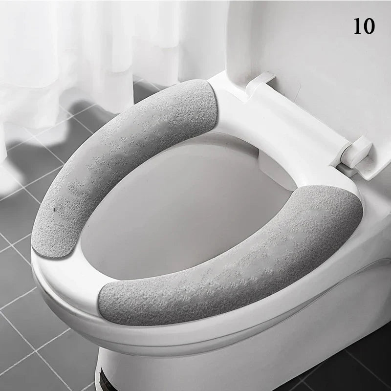 2-Pack Reusable Flannel Toilet Seat Cover Pads – Washable Warm Bathroom Seat Cushion Set