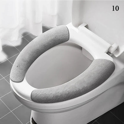 2-Pack Reusable Flannel Toilet Seat Cover Pads – Washable Warm Bathroom Seat Cushion Set