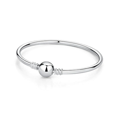 925 Sterling Silver Love Heart Charm Bracelet – Rose Gold Snake Chain Bangle for Women | DIY Luxury Bead Jewelry Accessories
