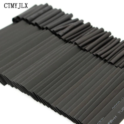 127PCS Thermoresistant Black Heat Shrink Tubing Kit - 2:1 Polyolefin Sleeving for Wire & Cable Protection