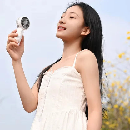 Mini Handheld USB Fan – 3-Speed Strong Wind Portable Desk Fan, Rechargeable for Students, Office, Outdoor, Travel, and Camping