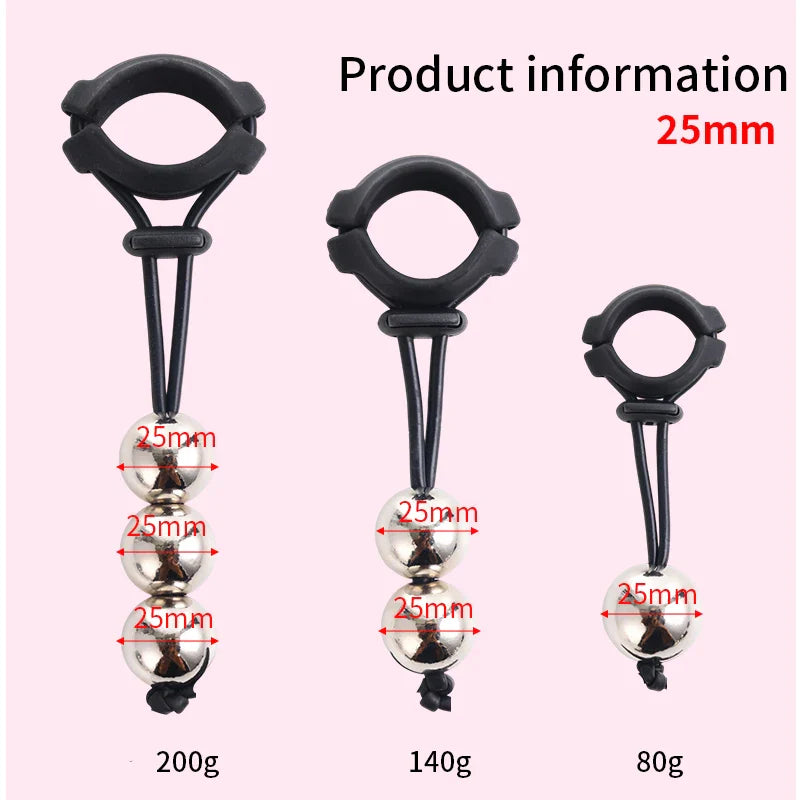 BDSM Male Penis Ring & Extender — Weight-Bearing Stretcher, Enlargement Device with Ball & Semen Lock, Adult Sex Toy for Men