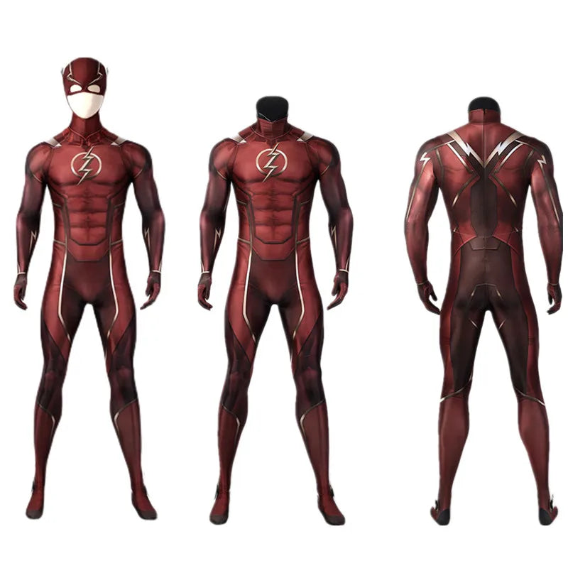 Red Barry Allen Cosplay Costume – Adult Men’s Halloween Bodysuit & Headgear, Zentai Jumpsuit for Comic Con