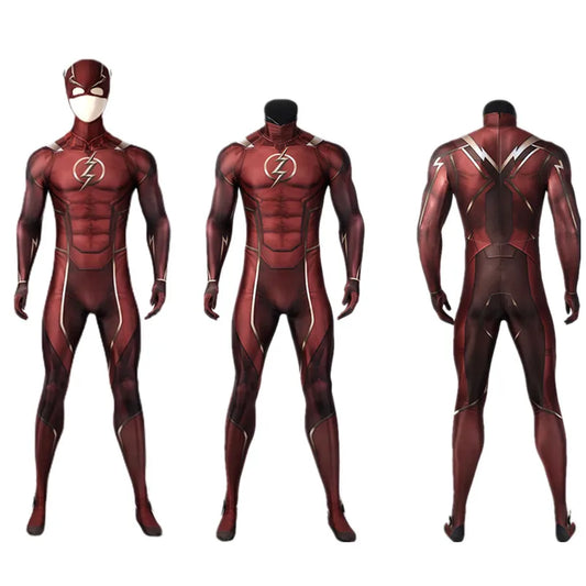 Red Barry Allen Cosplay Costume – Adult Men’s Halloween Bodysuit & Headgear, Zentai Jumpsuit for Comic Con