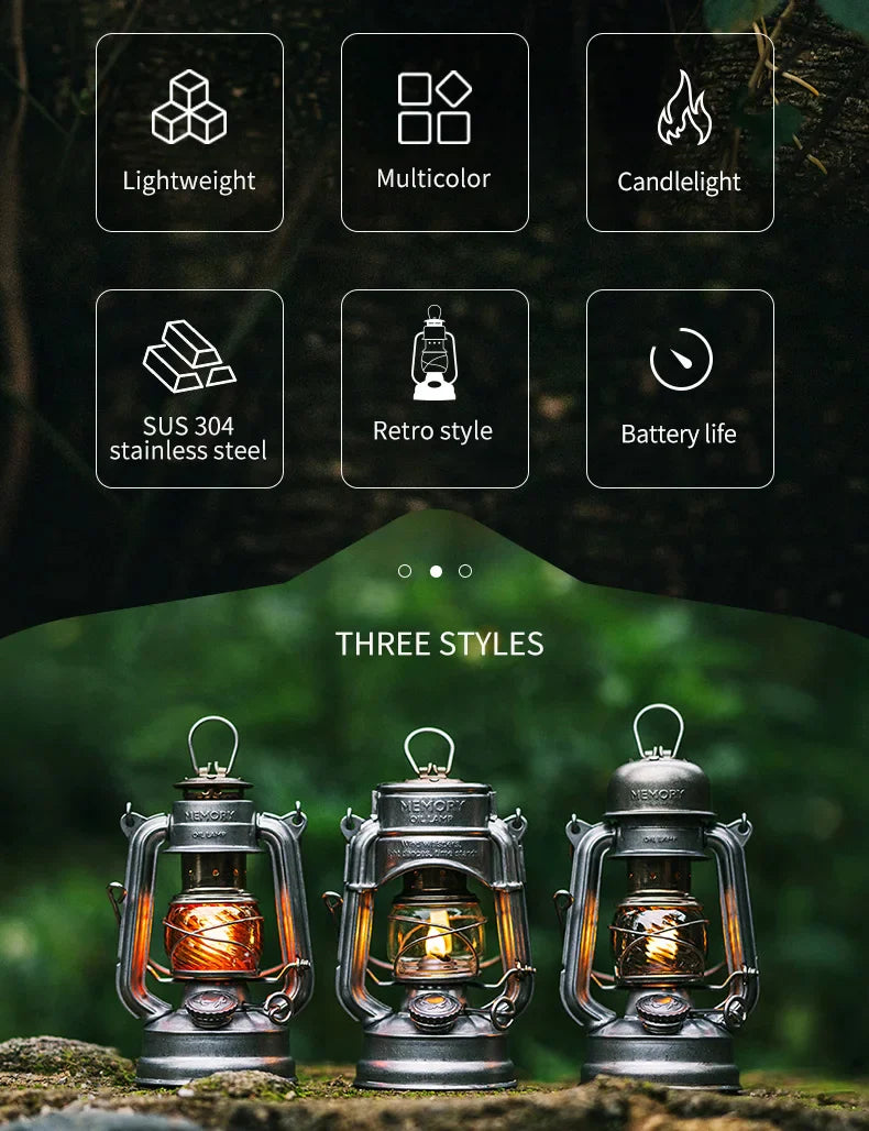 Thous Winds Memory Mini Oil Lamp – Portable Retro Camping Lantern for Hike, Picnic, and Backpacking