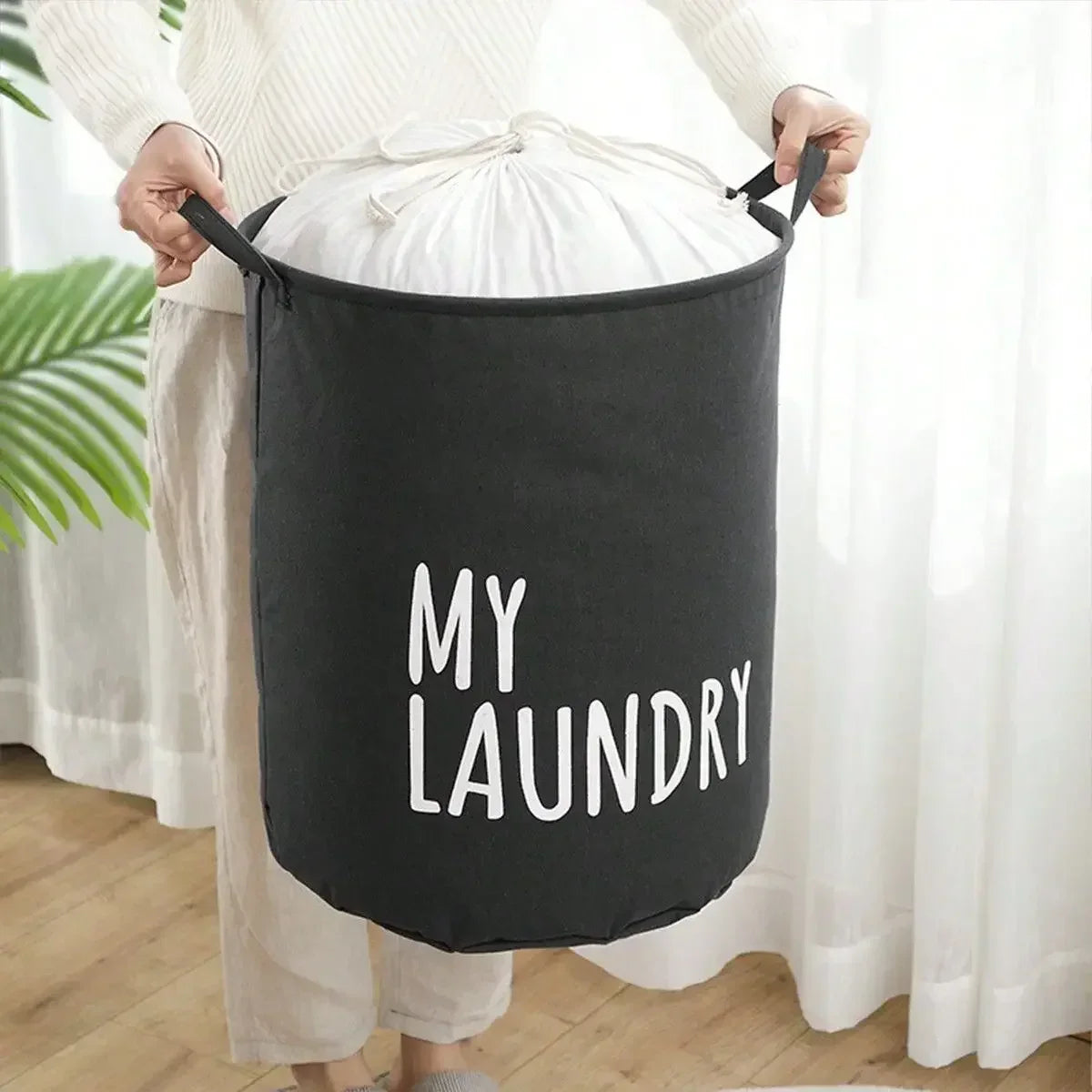 Cotton & Linen Foldable Laundry Basket — Waterproof Household Storage for Clothes, Toys, and Laundry Supplies