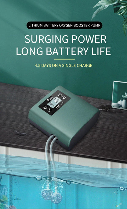 Ultra-Silent Rechargeable Aquarium Air Pump – 4W Lithium Battery Oxygen Aerator for Outdoor Fishing & High-Power Use
