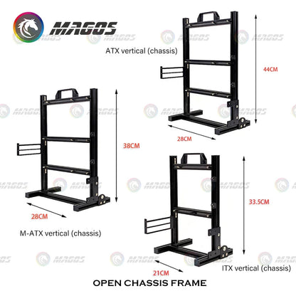 Aluminum Open Frame PC Case – Supports ITX/MATX/ATX Motherboards, Vertical Gaming Cabinet for DIY & Water Cooling Builds