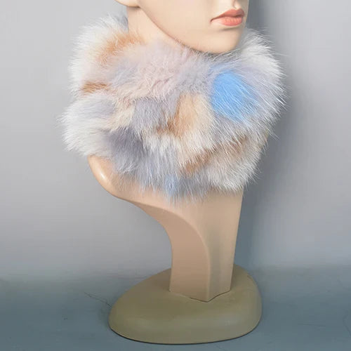 2025 Real Fox Fur Scarf and Headband – Luxury Winter Neck Warmer for Women, 100% Natural Fur, Elastic Ring Muffler