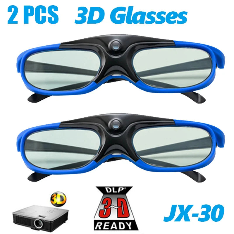 2PCS 3D Active Shutter Glasses – 96–144Hz Rechargeable Eyewear for BenQ, Acer, Optoma & XGIMI Projectors Universal Compatible Set