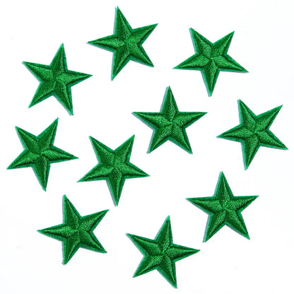 10pcs Mini Star Iron-On Embroidery Patches – Small Pentagram Appliques for DIY Clothing, Black White Gold Fashion Decoration