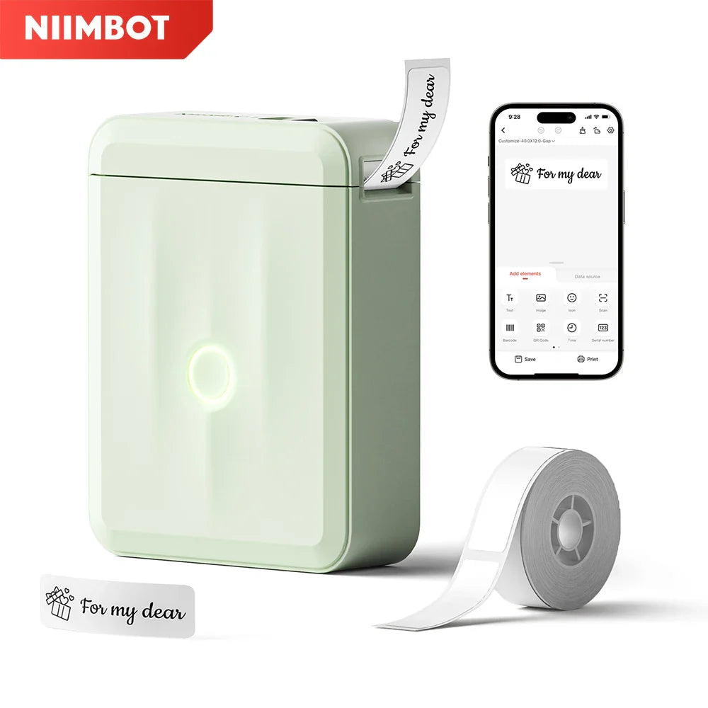 Niimbot D110 Mini Handheld Thermal Label Maker, Wireless Inkless Sticker Printer for Home & Office Organization, Portable Label Machine with Stickers