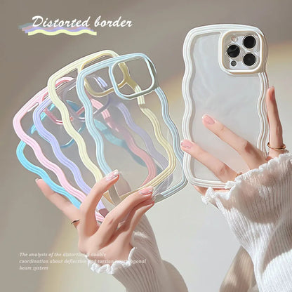 Candy Wavy Lines Bumper Case for iPhone 16/15/14/13/12/11 Pro Max Plus XR XS Max – Shockproof Clear Hard Back Cover