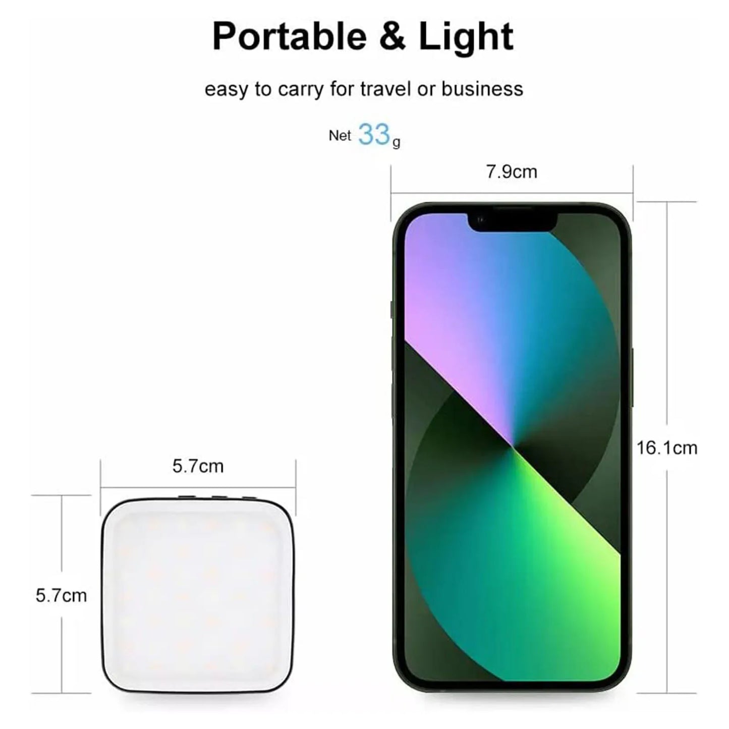 Mini Magnetic Pocket Light for MagSafe iPhone 12, 13, 14 Series - LED Cube Fill Light Lamp with Clip for Makeup Vloggers