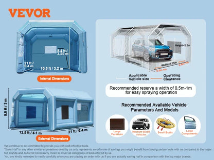 VEVOR Inflatable Paint Booth – Portable Car Spray Booth with Powerful Blowers & Air Filter System