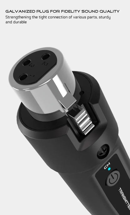 UHF Wireless Microphone Adapter – XLR Transmitter & Receiver for Dynamic Mics, Guitar, Audio Mixer & PA System