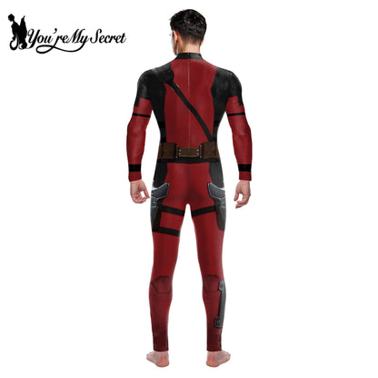 “You’re My Secret” Superhero Cosplay Costume – Deadpool & Wolverine Jumpsuit Bodysuit for Men, Halloween & Party
