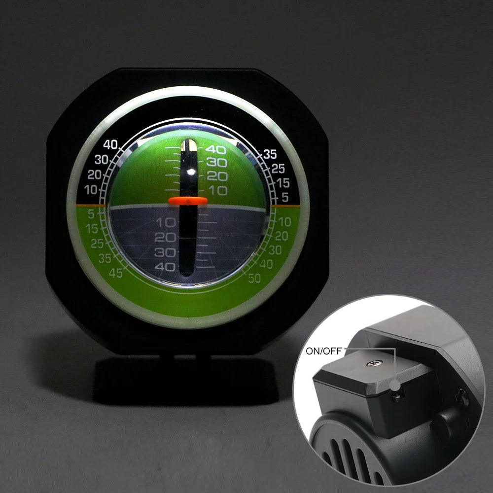 High-Precision Car Inclinometer & Compass — Built-in LED Slope Meter, Vehicle Angle & Gradient Level