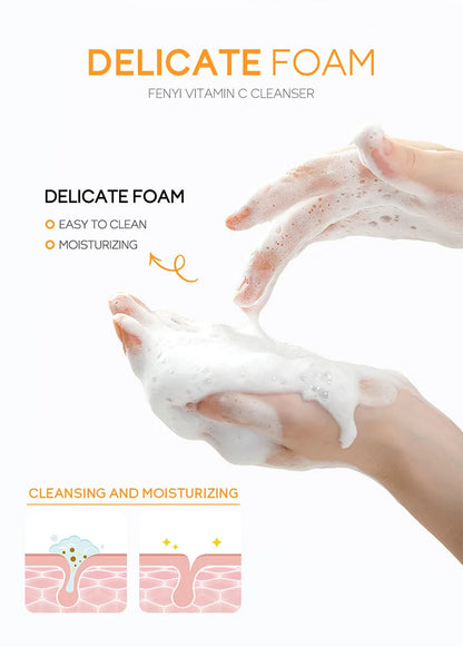 Vitamin C Facial Cleanser — Deep Cleansing, Moisturizing Face Wash Foam, Blackhead Removal Skincare