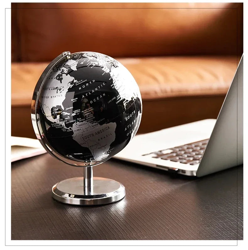 Rotating World Globe with Metal Base – Educational Geography Globe for Children, Classroom Learning Stand