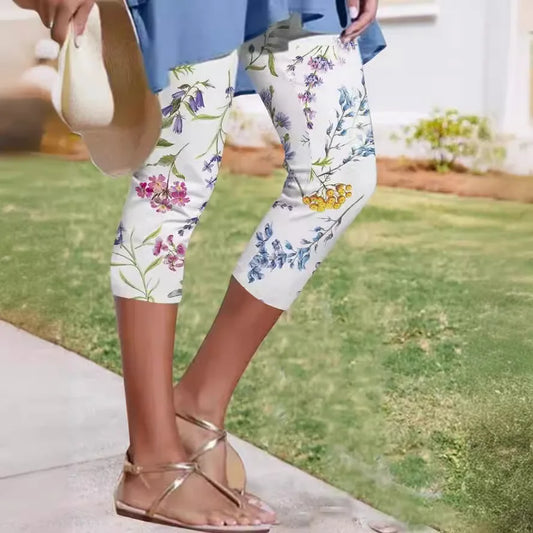 Women's Printed Capri Leggings - Slim-Fit Casual Summer Cropped Pants