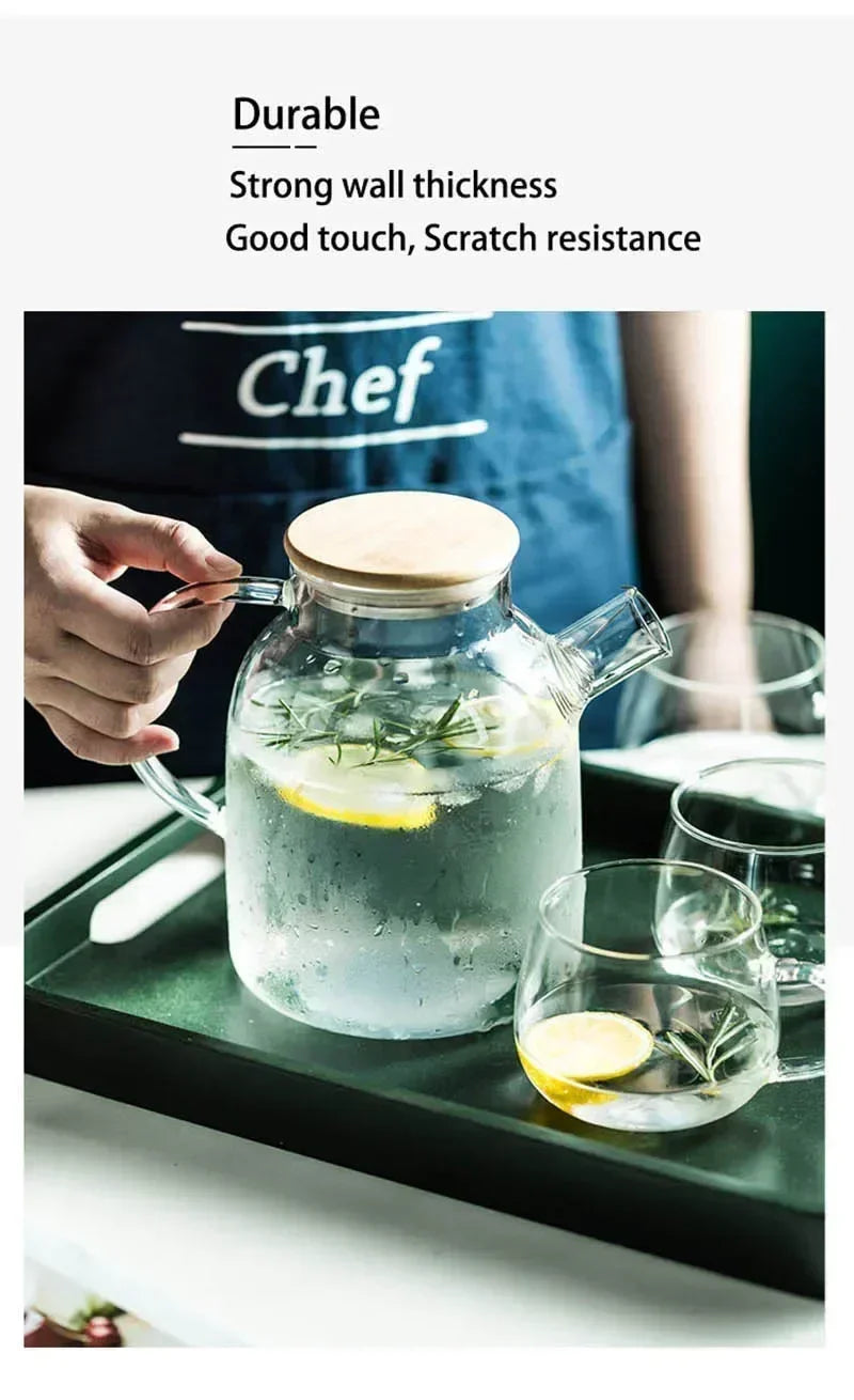 1.8L Transparent Borosilicate Glass Teapot – Heat-Resistant Large Clear Tea Pot for Puer, Flower Tea, Office & Home