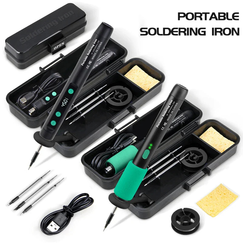 LF USB Soldering Iron 8W – 3-Level Adjustable Temperature Rechargeable Lithium Battery Welding Kit for DIY Electronics & Home Repair Soldering Set