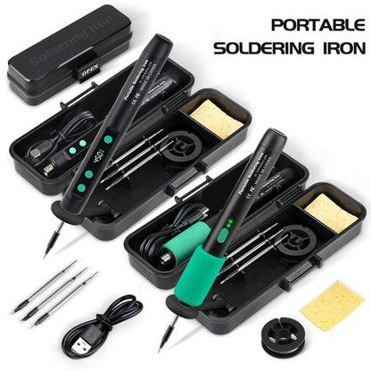 LF USB Soldering Iron 8W – 3-Level Adjustable Temperature Rechargeable Lithium Battery Welding Kit for DIY Electronics & Home Repair Soldering Set