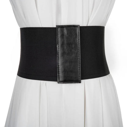 New Corset Punk Black Wide Belt - PU Leather Slimming Body Belt for Women, High Waist Elastic Cummerbund for Dresses