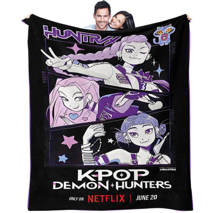 K-Pop Demon Hunters Flannel Blanket – 31 Styles Anime Throw for Home, Travel & Camping Fan Gift