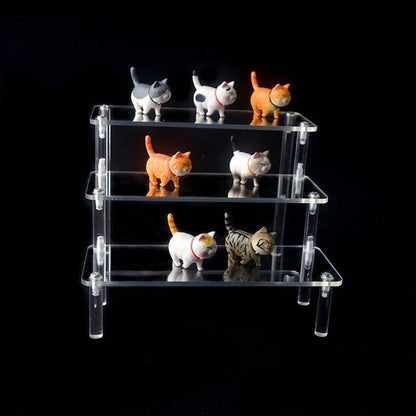 Acrylic Display Stand Rack - 1-4 Tier Transparent Trapezoid Organizer Shelf For Cupcakes, Perfume, Dolls & Collectibles