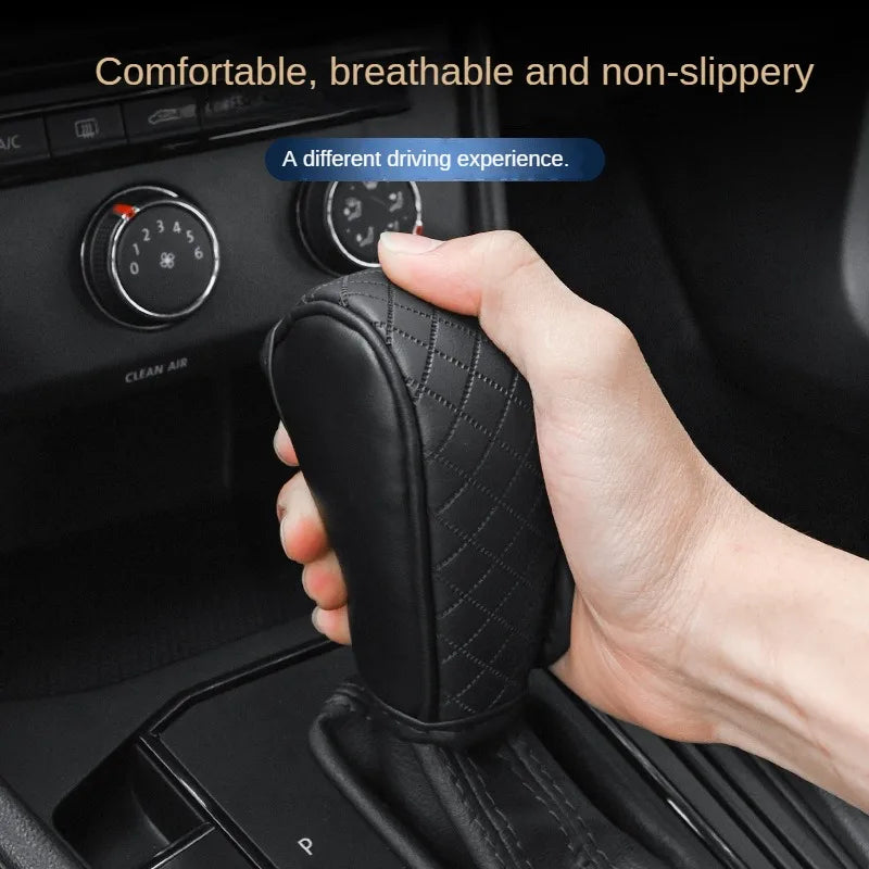 High-Quality Universal PU Leather Gear Shift Cover — Non-Slip, Wear-Resistant for Automatic Cars