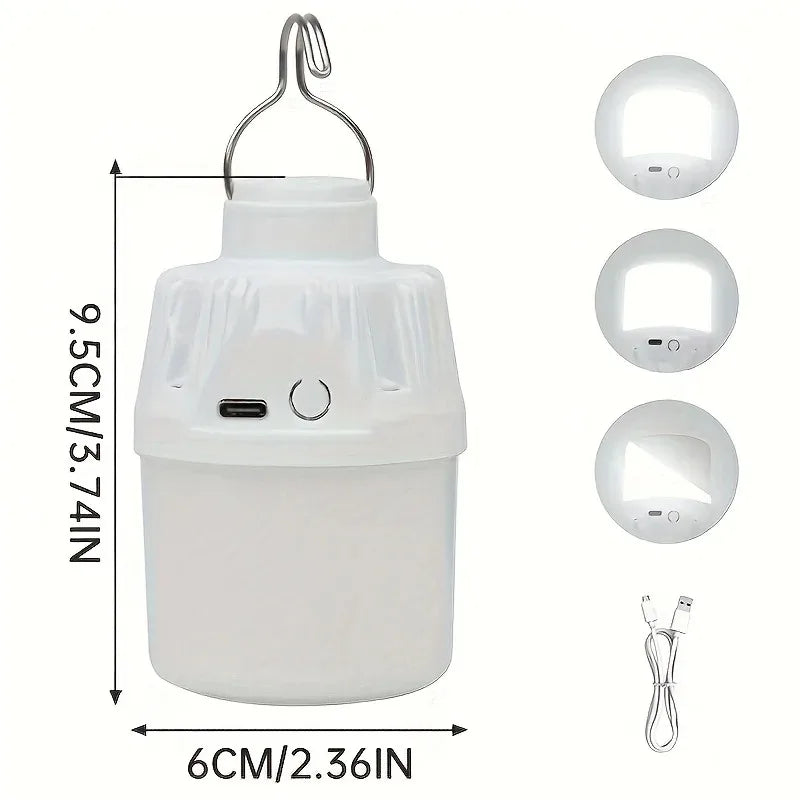 Portable LED Camping Light Bulb USB Rechargeable – 1/2/3/5/10PCS Outdoor Hanging Lamp with 3 Lighting Modes (White/Orange)