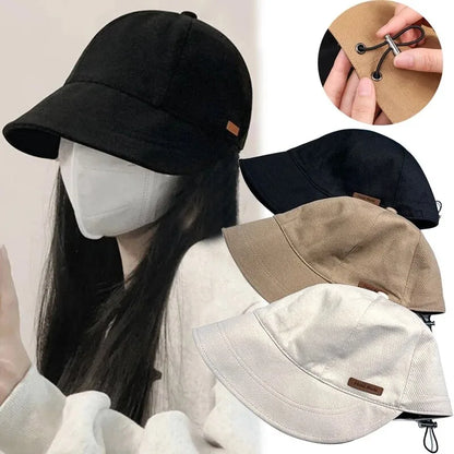 Women's Foldable Sunhat - Stylish Summer Outdoor Fisherman Hat for Sunscreen and UV Protection, Adjustable Cotton Wide Brim Bucket Cap