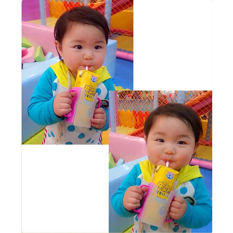 Adjustable Toddler Juice & Milk Box Holder with Handles - Safe and Practical Self-Help Drinking Cup for Baby and Kids