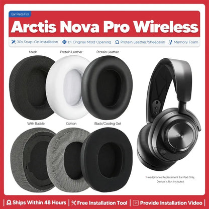 Replacement Ear Pads for SteelSeries Arctis Nova Pro Wireless – Soft Earmuff Cushions Headphone Accessories for Comfort & Noise Isolation
