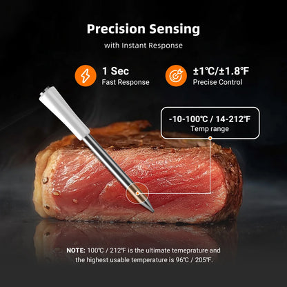 INKBIRD INT-11I-B Mini Wireless Meat Thermometer — Bluetooth 5.4, 1000ft Range, 1s Response, IP67, 26 Presets with LED Display for BBQ & Grill