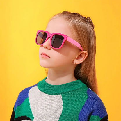Square Frame Kids Sunglasses – UV400 Foldable Outdoor Eyewear for Toddler Boys & Girls