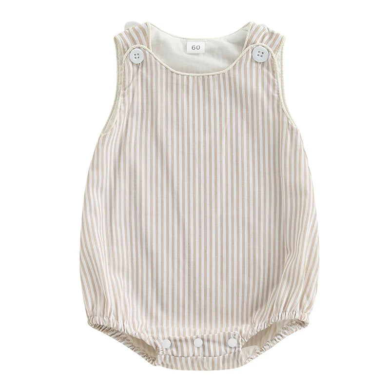Infant Striped Sleeveless Romper - Baby Snap Closure Summer Jumpsuit
