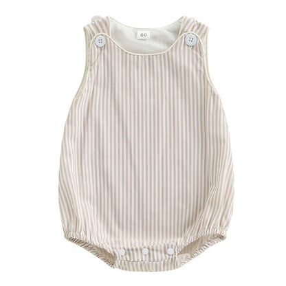 Infant Striped Sleeveless Romper - Baby Snap Closure Summer Jumpsuit